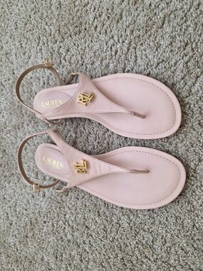 Lauren Ralph Lauren Pink Leather Thong Sandals
